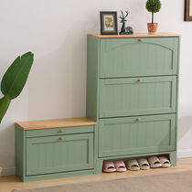 Solid Wood ultra-thin shoe cabinet simple modern American Mediterranean entrance cabinet into the door large capacity flip bucket shoe cabinet home