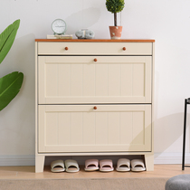 Nordic American Mediterranean ultra-thin 17CM solid wood shoe cabinet simple modern home entrance entrance porch flip shoe cabinet