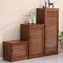 New Chinese solid wood shoe cabinet simple modern living room entrance hall porch high and low combination home entrance door single door shoe cabinet