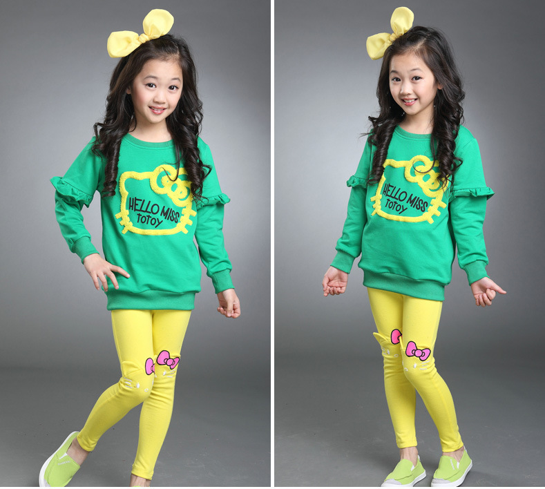 Bộ đồ thể thao nữ mùa thu 2019 mới 6 xuân 7 trẻ em 8 hai mảnh 9 trẻ lớn 10 quần áo 12 tuổi thủy triều quan ao tre em