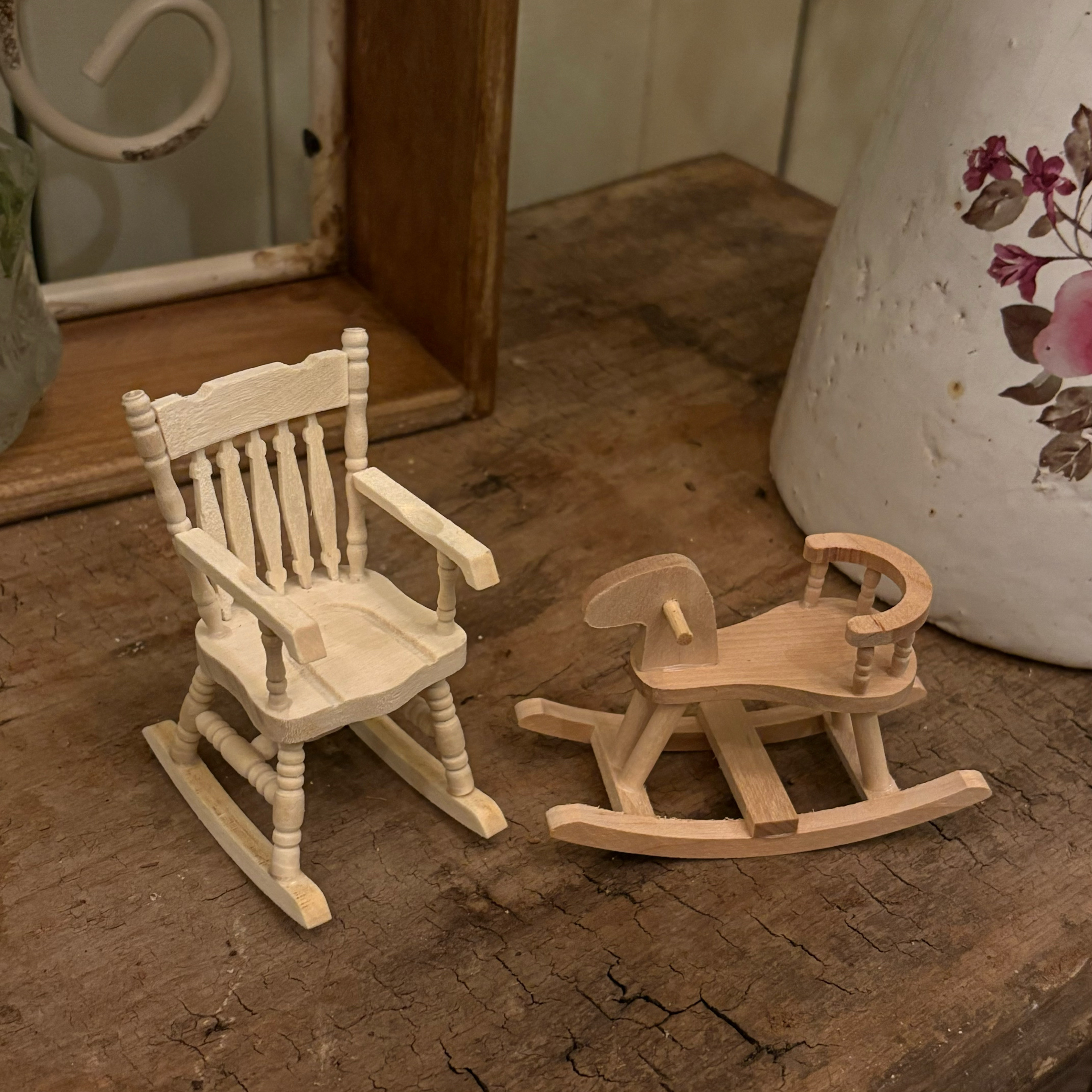 食料品ガーデンミニロッキングホースロッキングチェア木製工芸品装飾品ヨーロッパに輸出撮影小道具おもちゃ人形