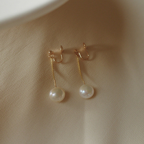 Natural freshwater pearl ear clips women without ear holes mosquito coil earrings light luxury high-end temperament long earrings French