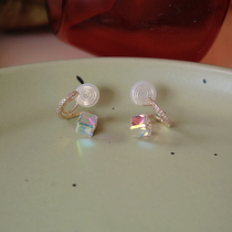 Sugar cube crystal unique ear clip female no ear hole mosquito coil plate painless summer sweet tea series light luxury high-end niche