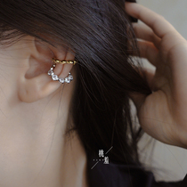 Womens ear clips without ear pierced ear clips high-end niche light luxury French cold sterling silver temperament tea earrings earrings