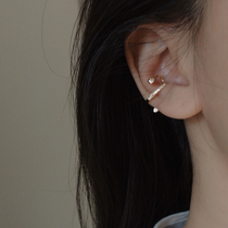 Japanese and Korean temperament net red tide 2021 new S-shaped rhinestone ear clip simple cold wind earrings female earrings