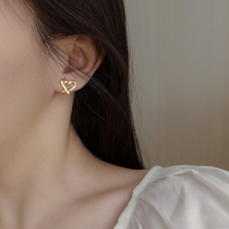 Sterling silver high-end love ear clip female no ear hole silicone mosquito coil disc niche earrings French retro simple and small