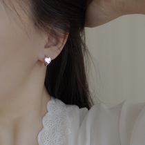 Pink sparkling love zircon ear clips for women without ear holes mosquito coils painless temperament light luxury earrings high-end niche