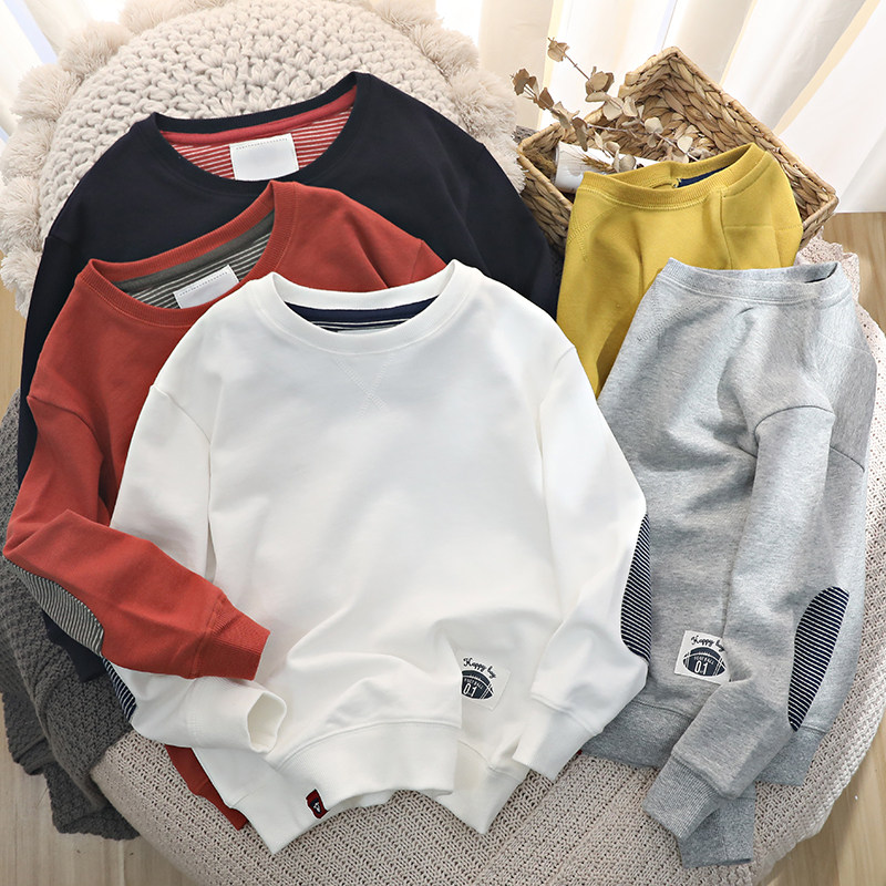 Quality children's clothing boys autumn new 2023 children's air long sleeve t shirt in large children white clothes tide