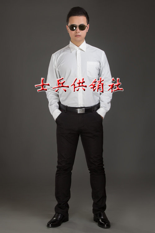White Lined Men Business Positive Suit White Shirt Career Tooling Shirt Sea White Shirt