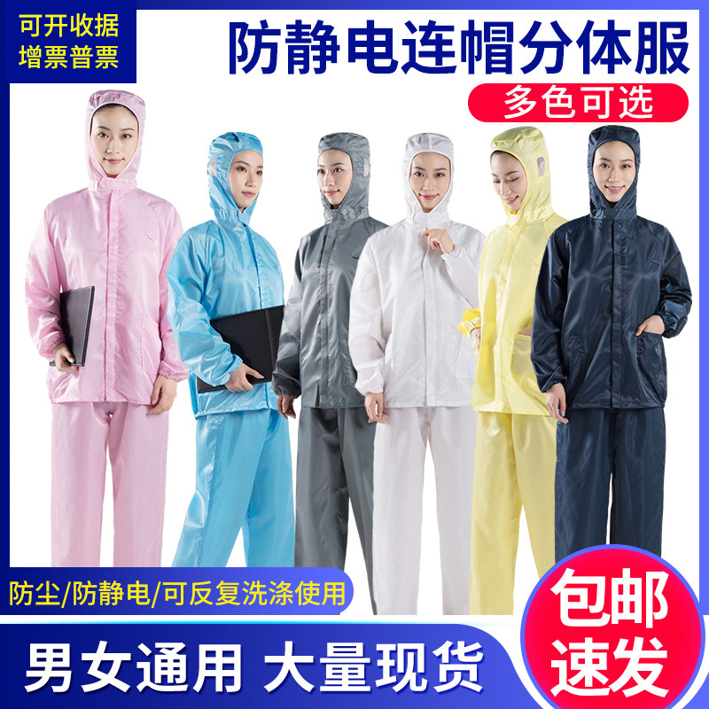 Dustproof clothing hooded two-piece one-piece electrostatic clothing dust-free spray paint clean protection work men's and women's clothing industrial dust