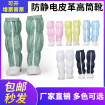 Anti-static dust-free boots high shoes leather canvas surface laboratory clean room work shoes plastic zipper head