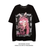 UxnStudio Original Tide Brand Street Trend Trend Two -Dimensional Retro Short Pomelo T