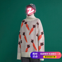 Turtleneck sweater womens winter thickened loose lazy wind 2020 new student outer wear sweater jacket