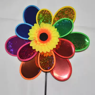 Classic children's outdoor windmill sunflower sequin windmill Plastic windmill toy park attraction stall hot sale