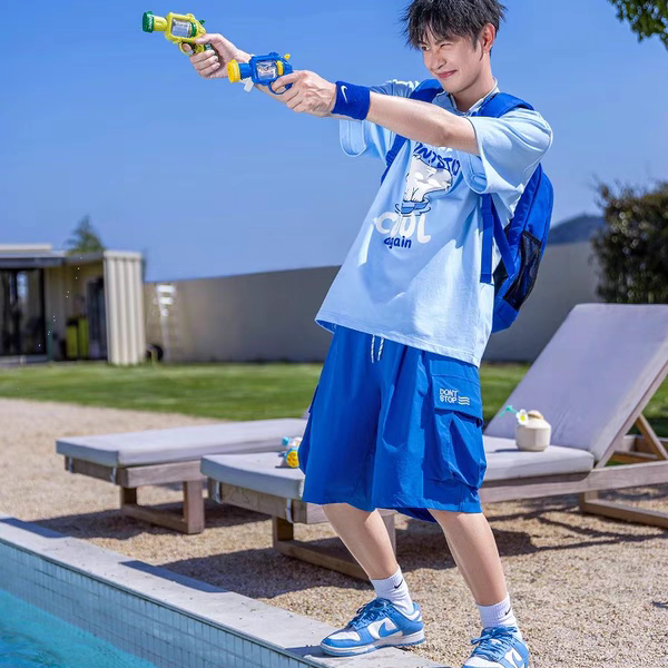 Pd Adult Three-Dimensional Pocket Cargo Shorts Summer Dopamine Outfit Men's Quick-Drying Lightweight Loose Colorful Knee-Length Shorts