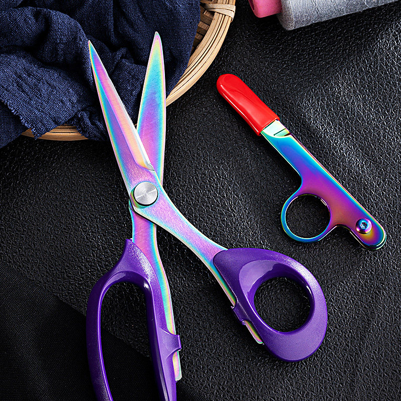Left handy tailor scissors 8 9 10 inch cloth cutting scissors sharp titanium stainless steel scissors