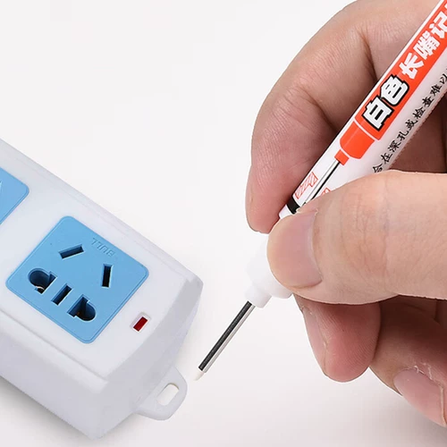 Jin Wan Wan Белый маркер с длинным ртом Длинный рот Водонепроницаемый и маслостойкий Не выцветает Камень на деревообрабатывающем участке Черная ручка Удлиненная головка Маркировка специального назначения Глубокие отверстия для рисования линий на керамической плитке Специальная ручка для маркировки с тонкой головкой