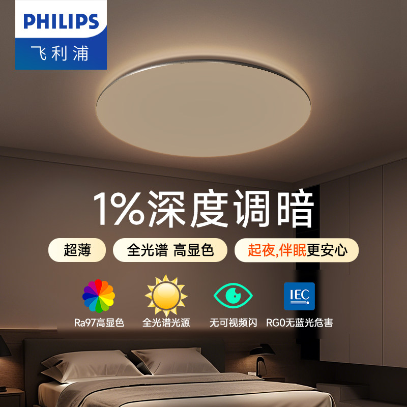 飞利浦吸顶灯客厅灯卧室灯超薄智能全光谱简约大气灯全屋2025新款