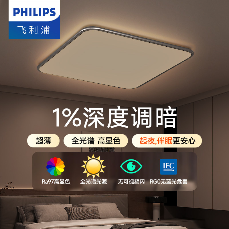 飞利浦吸顶灯客厅灯卧室灯超薄智能全光谱简约大气灯全屋2025新款