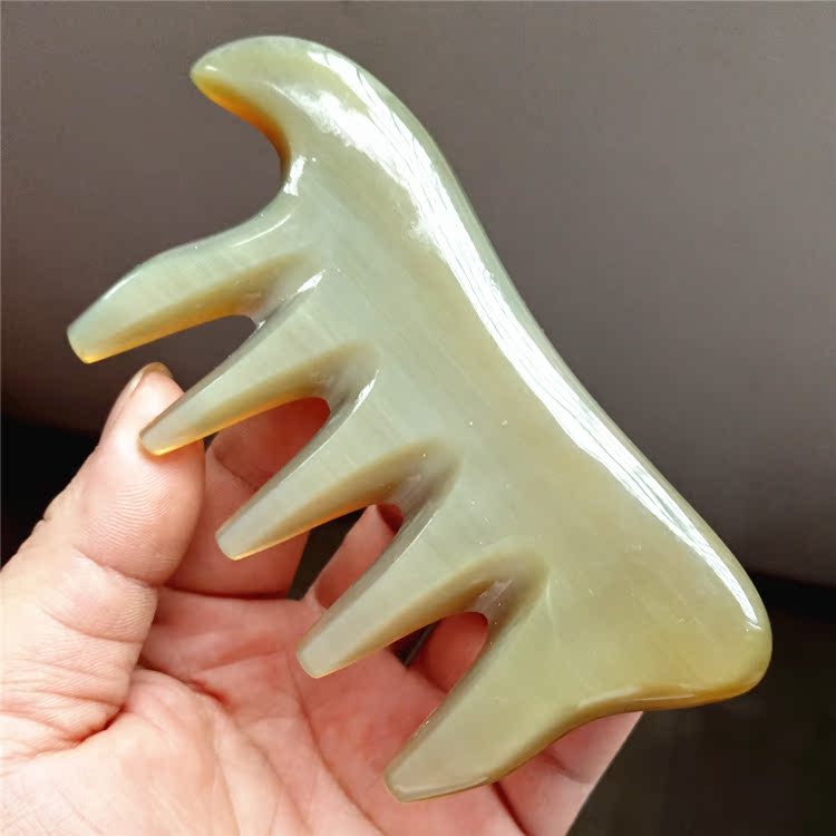 White yak horn massage comb head meridian comb cervical spine massage wide-tooth comb health anti-hair loss head therapy delivery teacher