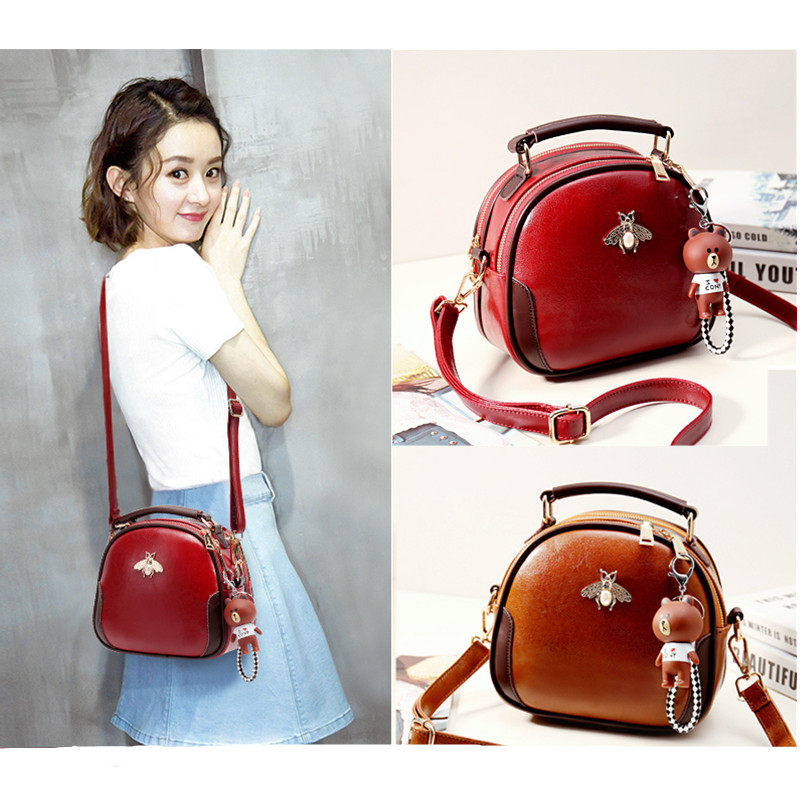 Hong Kong Tide Brand Leather Small Round Bag 2021 New Joker ins shoulder bag Fashion Pet Shoulder Bag Women