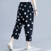 Kích thước lớn của phụ nữ béo mùa hè người nước ngoài giảm polka dot in cotton và quần thường vải nữ quần rộng chín điểm quần harem - Quần Harem