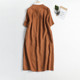 ເສື້ອໂປໂລ polo collar ແບບເກົາຫຼີອະເນກປະສົງ dress ກາງ-ຍາວ linen dress ແຂນສັ້ນສໍາລັບແມ່ຍິງ summer 2023 ຮູບແບບໃຫມ່