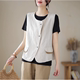 ເສື້ອຢືດ linen suit for women summer fat mm loose outer top short sleeveless vest waistcoat trendy