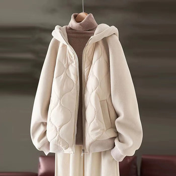 Fashion korean style design sense spliced thickened hooded cotton coat Fashion korean style design sense spliced thickened hooded cotton coat