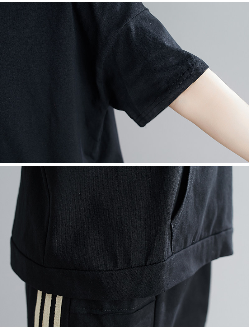 Спортивный костюм для отдыха, комплект, футболка, штаны, большой размер, в западном стиле для девушки 