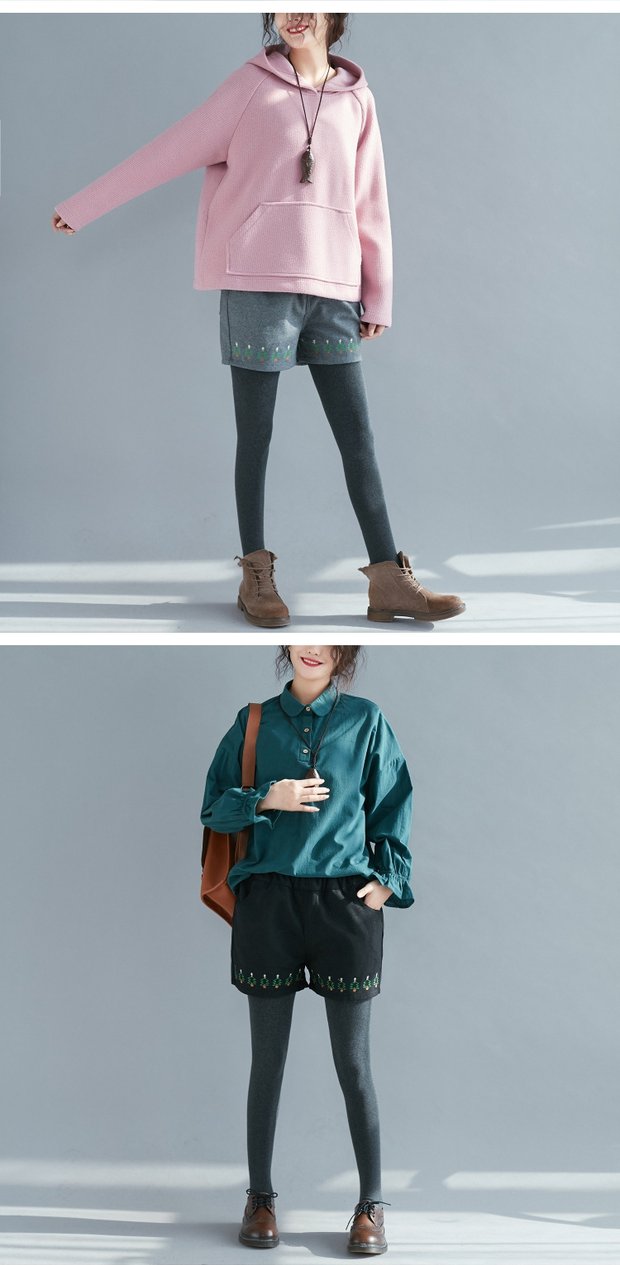 Quần short len ​​dày nữ quần ống rộng cạp cao mùa xuân co giãn thêu quần âu 2018 mới ra ngoài quần quần quần áo nữ đẹp