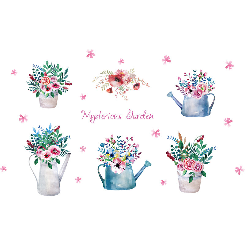 Creative pastoral removable wall stickers balcony glass sliding door