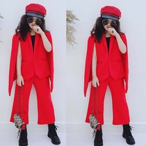 Girl model catwalk suit set two-piece autumn fashion set performance host suit fashion personality fashion suit