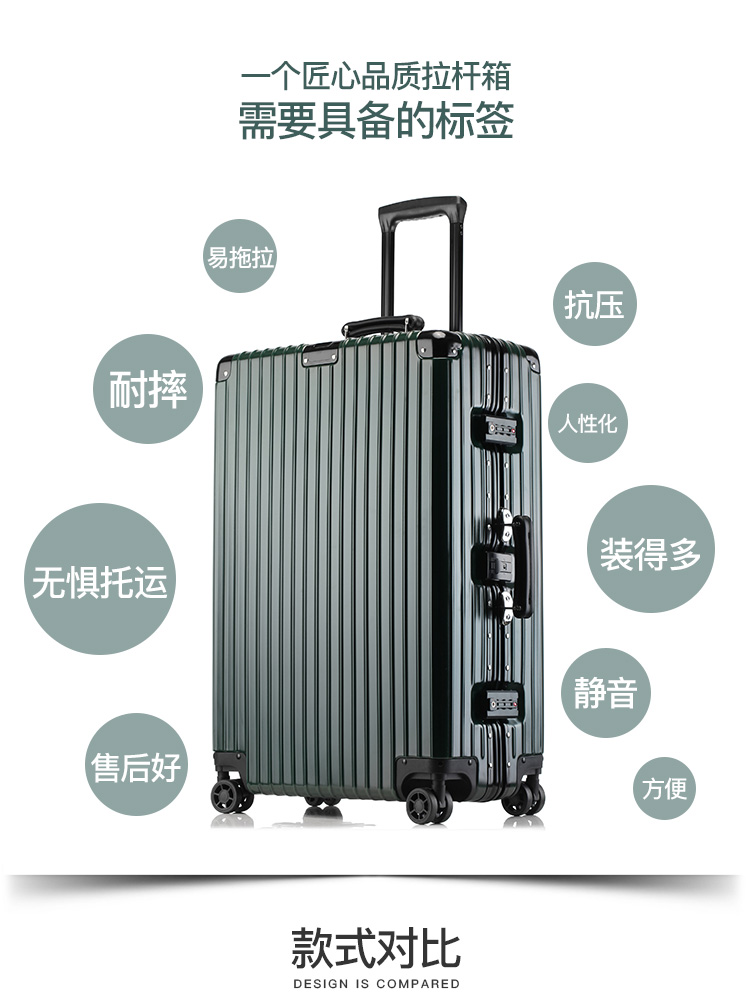Khung nhôm hành lý nữ xe đẩy trường hợp nam vali phổ bánh xe mật khẩu hộp 24 inch 20 hộp da 28 inch vali nhỏ