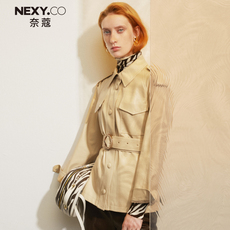 Кожаная куртка nexy.co/奈蔻商场同款皮衣外套女短外套时尚职场干练修身皮外套女