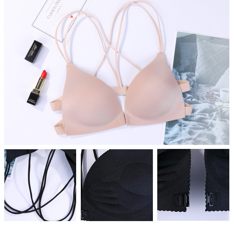Khóa trước áo ngực ngực nhỏ thu thập vẻ đẹp phía sau ống hàng đầu không có vòng thép đeo chéo dây đeo ngực một mảnh đồ lót cho con bú liền mạch shop đồ lót đẹp
