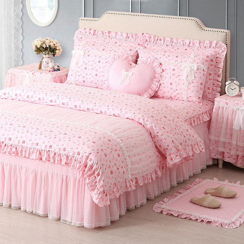 Coincidentally Living Emma Princess Pink Bed Dress Pure Cotton Four Pieces Full Cotton