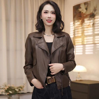 皮衣外套女短款2025秋装新款韩版翻领休闲宽松pu皮夹克机车服上衣
