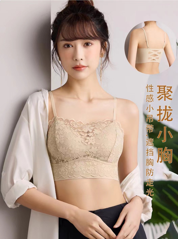 Fashionable and Fresh Lace Versatile Camisole Short Top Women's Anti-Exposure Base Layer Tube Top Bra