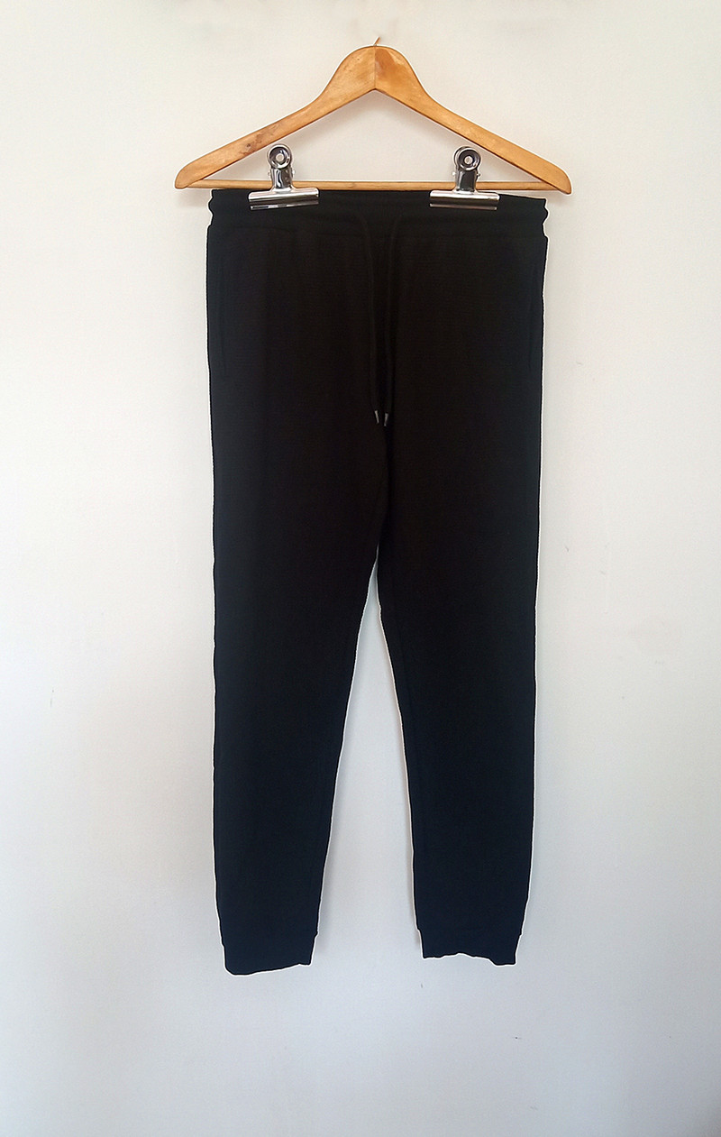 Men's pure black spring and autumn export Japanese knitted thin sweatpants