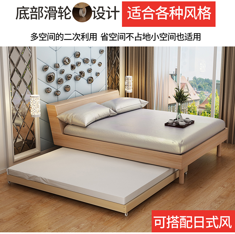 Đơn giản thông gỗ giường đơn đôi giường 1,5 1,8 tatami sàn giường đoạn video giới thiệu kính thiên văn trẻ em giường của - Giường giường gấp gọn