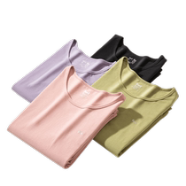 Catman Autumn Clothes and Autumn Pants Womens Suit Pure Cotton Thin Cotton Sweater as Base Heating Slim-fitting Warm Underwear for Winter