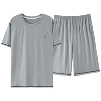 Catman pajamas mens summer modal home wear short-sleeved shorts 2024 new mens summer ice silk two-piece set