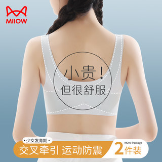 Cat-Themed Girls' Underwear for Development Period, Junior High and High School Students, Small Tank Tops for Girls, Puberty Sports Bra, Thin Style