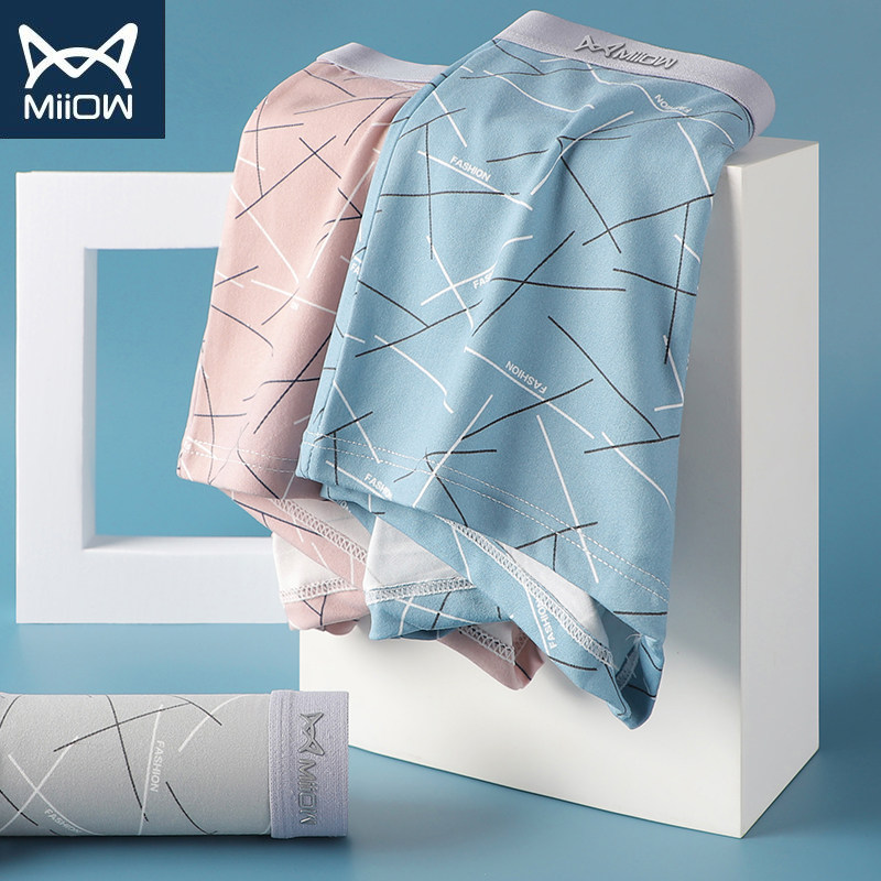 Cat men's men's underwear men's pure cotton four-corner pants antibacterial boy shorts big size Breathable Loose Four-corner Shorts Head