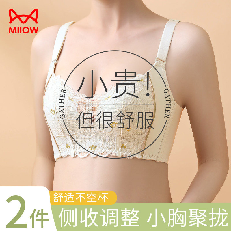 Cat person lingerie female small breasts coalfield to display large anti-sagging collection without steel ring adjusting type bra hood Summer thin section-Taobao