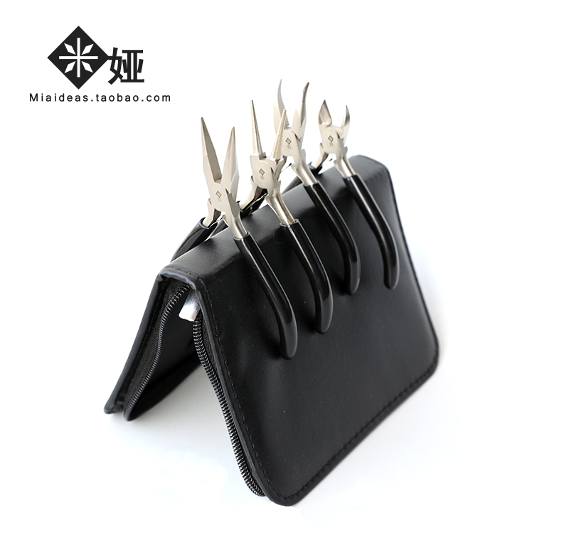 Mia Coffee Black Artisanal Pincers Containing Leather Jacket Leather Bag can fit 4 Pliers Lightness square portable strap