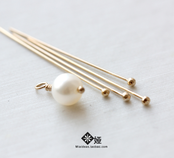 American imported 14k gold accessories round head needle round ball needle pendant earrings Hairpin hand winding jewelry accessories