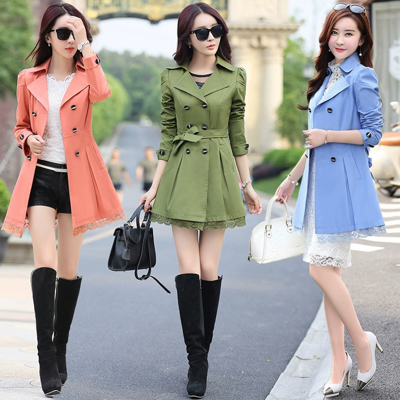 Áo khoác trench nữ 2018 xuân hè mới của nhà ga châu Âu Slim là áo khoác nữ mỏng và ngắn - Trench Coat