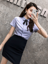 Work clothes Work clothes Formal womens suit Shirt dress Summer and autumn temperament long and short sleeves ol tooling stewardess uniform